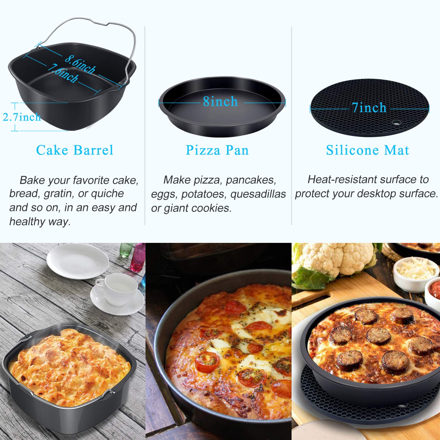 Amazon | スクエアエアフライヤーアクセサリー 12個 レシピ付き料理本